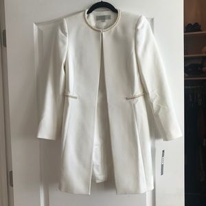 NWT- White Tahari overcoat with pearl detail